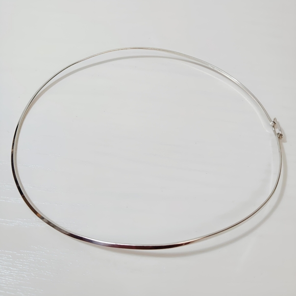 Vintage MEXICO Solid Sterling Silver Collar Choker Necklace 16.5" - Picture 6 of 10